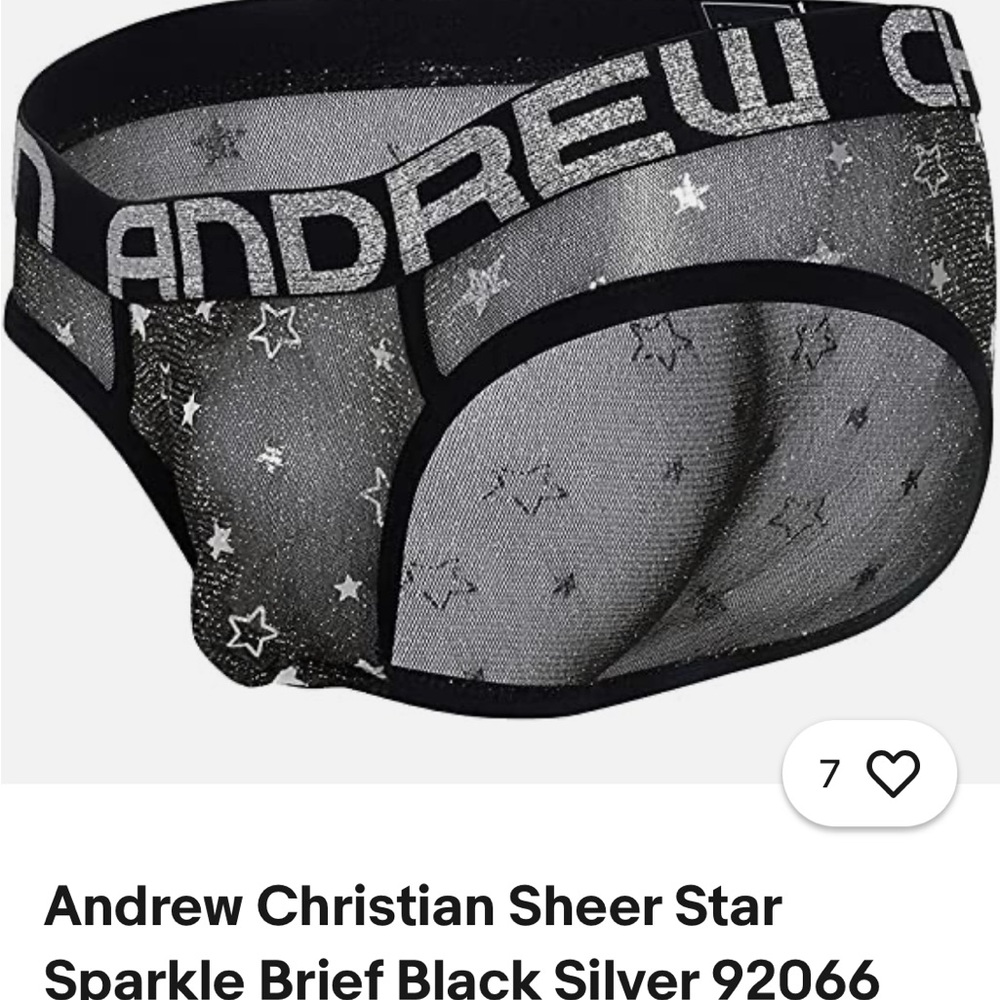 Andrew Christian Starry Sheer Brief - Black and Silver
